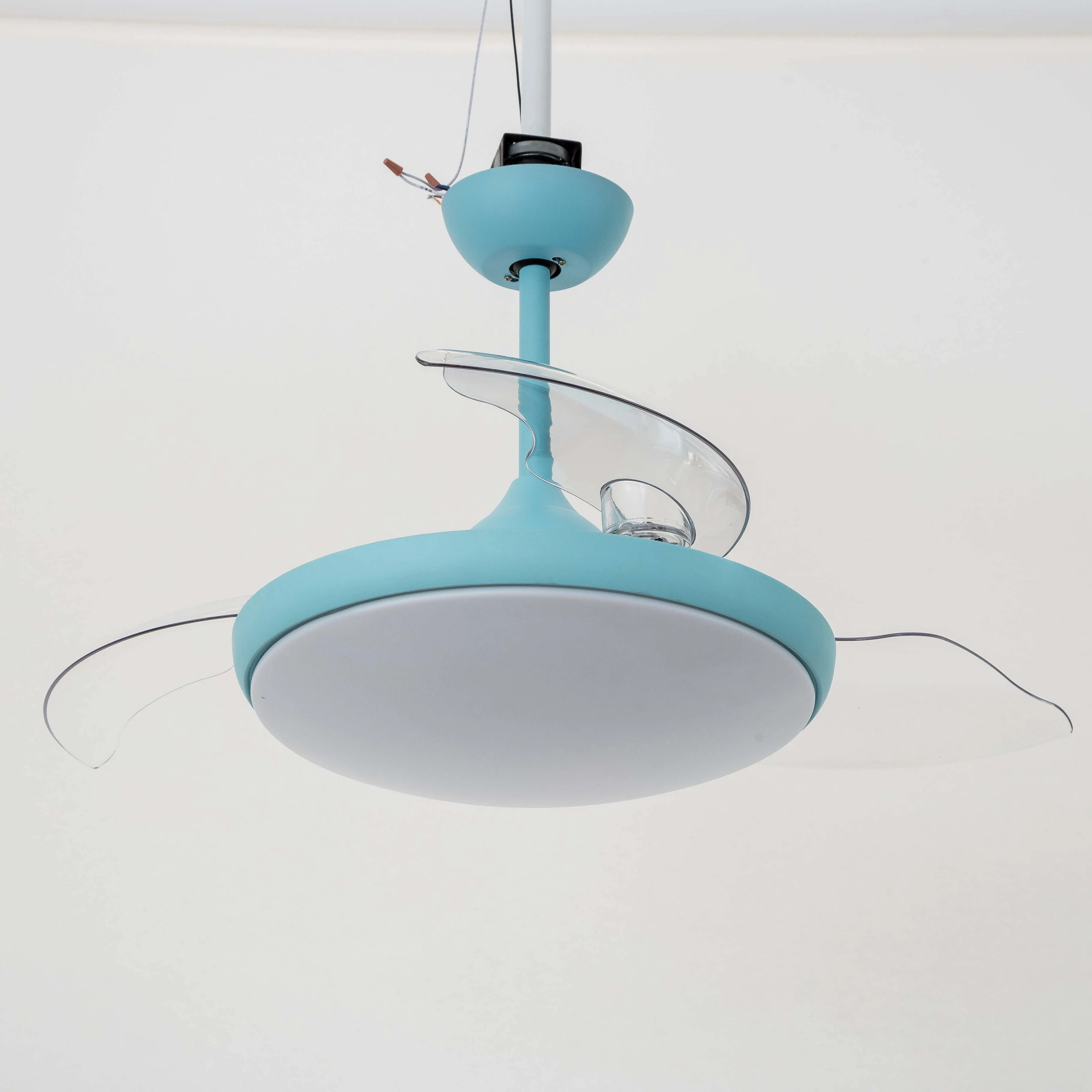 Contemporary Invisible Blue Ceiling Fan Lamps Led With 3 Retractable Acrylic Blades Lighting Groups Decorative Ceiling Fans