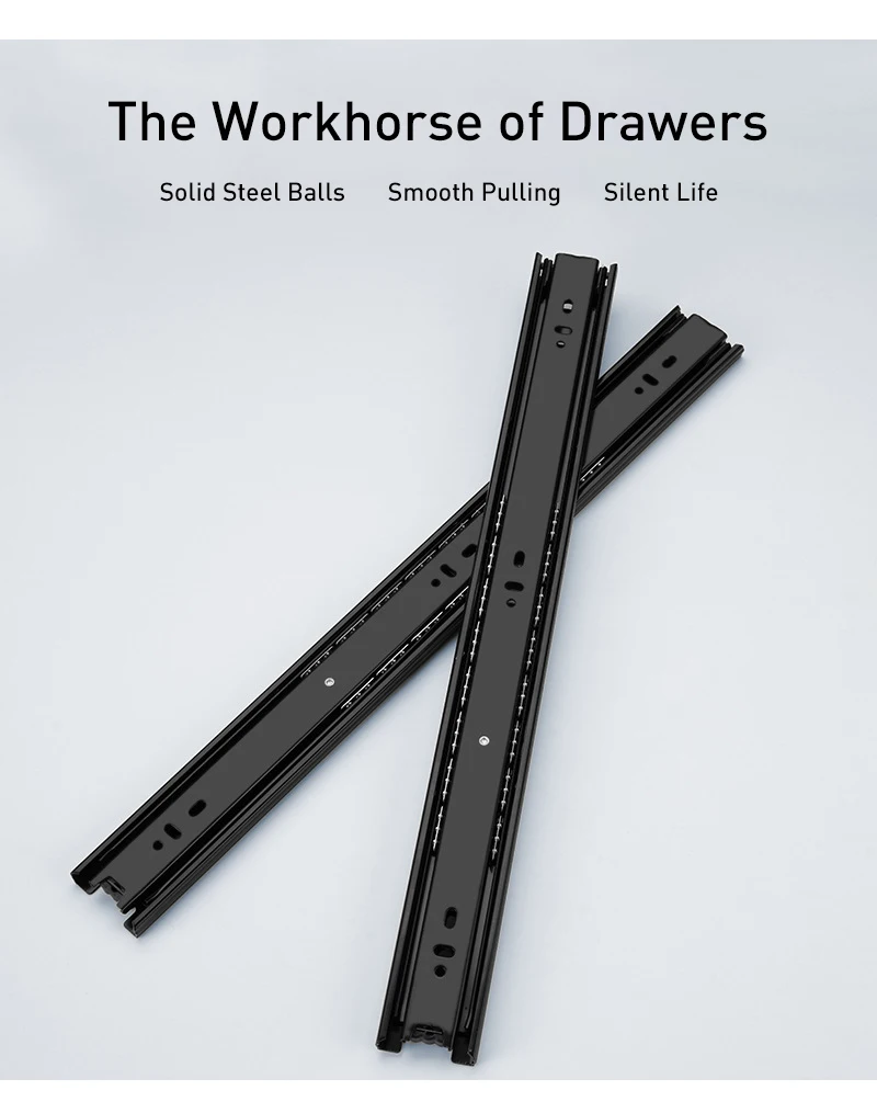 Stainless Steel 3 Fold Full Extension Small Ball Bearing Drawer Slides For Cabinet Accessories Drawer Slides