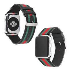 2021 Wholesale High Quality Low Price Luxury Brand Design Green Red Leather Strap Band for Apple Watch SE Edition Series 6
