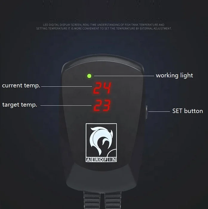 Aquarium Dual Display Submersible PTC Safe Heater Thermostat with External LED Temp. Controller for Saltwater &Freshwater