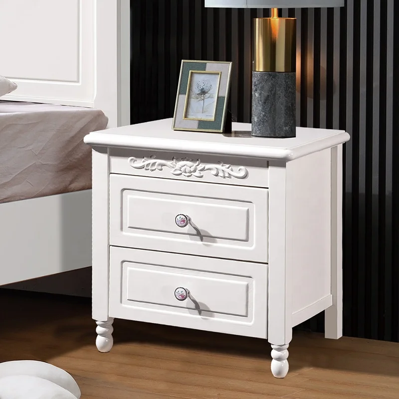 Bedroom furniture modern and minimalist American style bed Solid wood frame King size bed White princess storage Queen bed