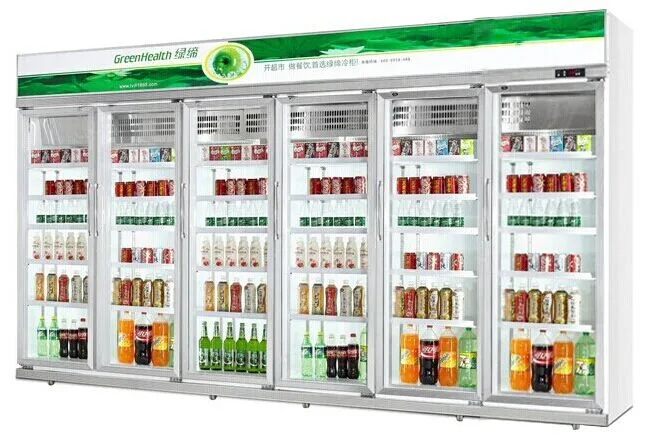 3 Door Upright Beverage Display Freezer Cold Showcase / Supermarket Beer Cooler refrigerators