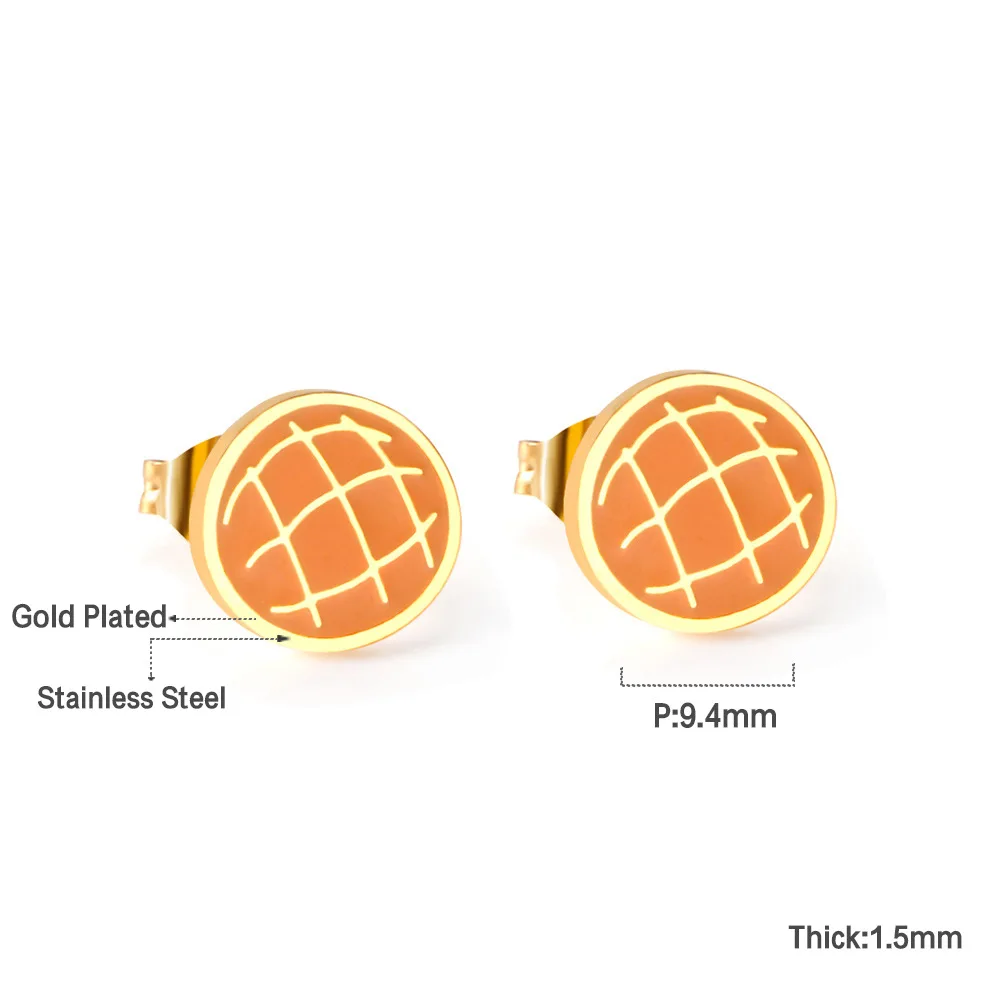 Creative Cute Stainless Steels Pizzas Croissant Bakery eggplant Cute Earrings Funny Hamburger Stud Earring For Children Kid