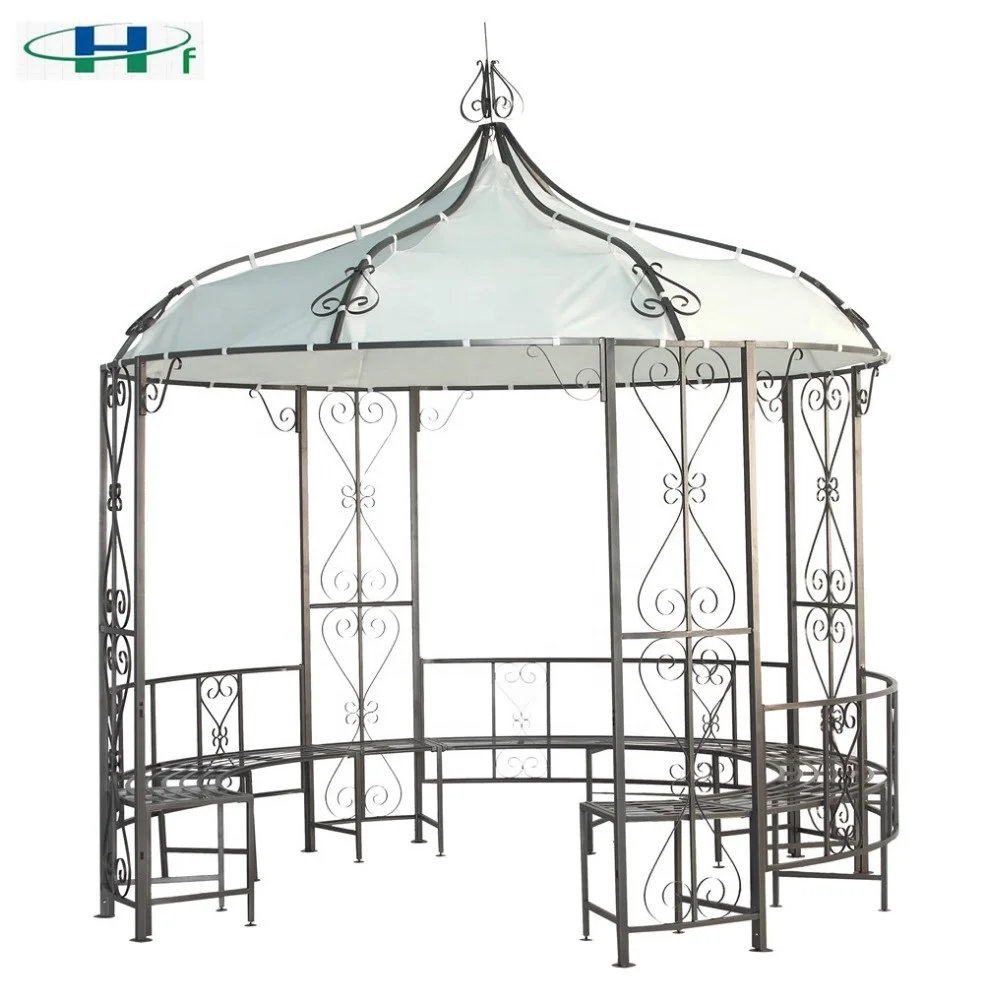 High Quality round Metal Frame Gazebo with Rustic Appeal Garden Carports and Garages Wooden Steel Frame