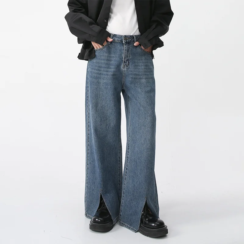 Уличная одежда по индивидуальному заказу мешковатые джинсовые брюки с рисунком граффити винтажные негабаритные джинсы разрезом для мужчин