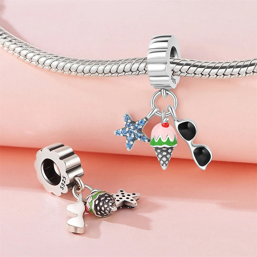 Wholesale price 925 sterling silver colorful enamel cartoon airplane travel souvenir charm pendant for bracelet necklace DIY