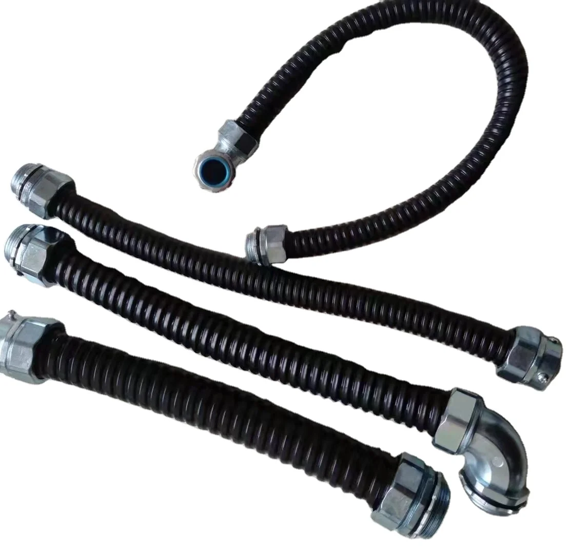 304 stainless steel threaded hose corrugated rose-proof metal cable protection pipe coated with plastic metal flexible conduit