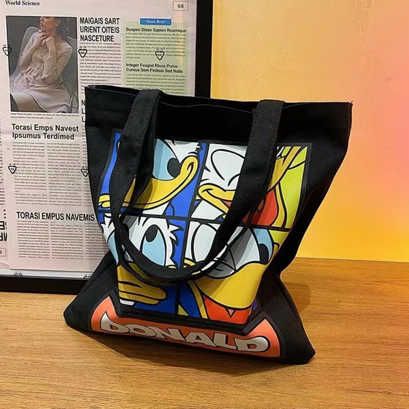 New Fashion Luxury Cotton Canvas Tote Bag Custom Printed Logo With Leather Handle