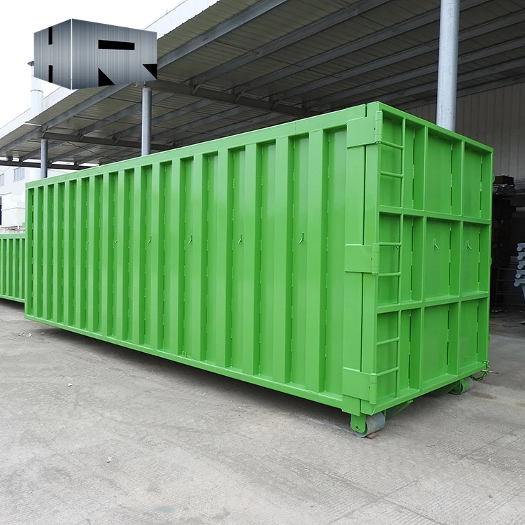 
22cbm stackable open top roll on roll off container truck part scrap metal hook lift dumpster 