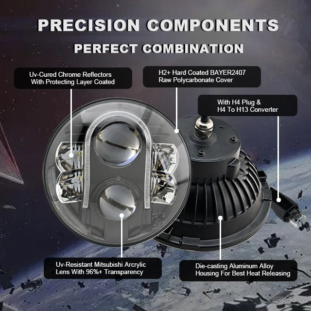 Tuff Plus 7 inch 80W 4x4 offroad led car headlights lamp 3000lm led lamp headlight for motorcycle