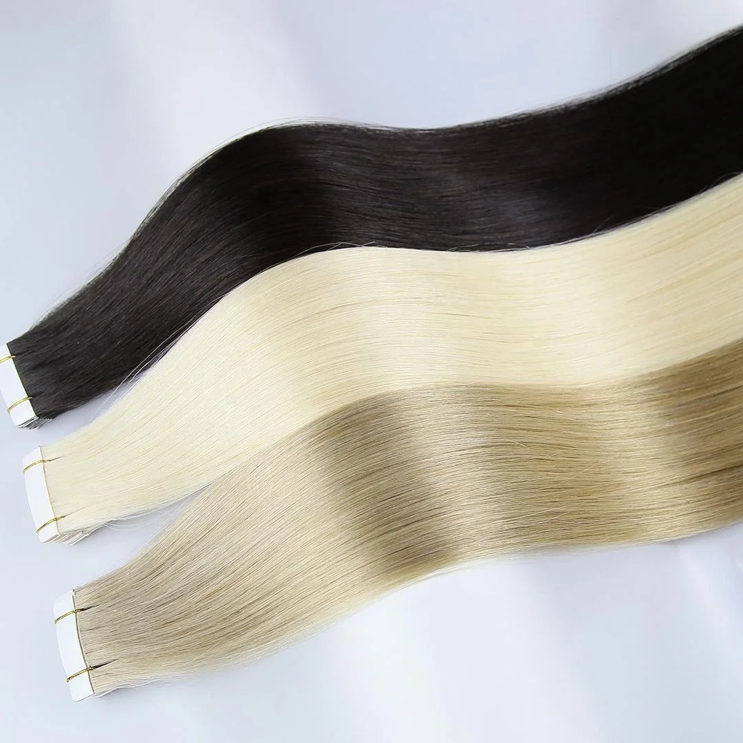 10 - 30 inches virgin raw hair tape in hair extensions 100human hair for white ,black women