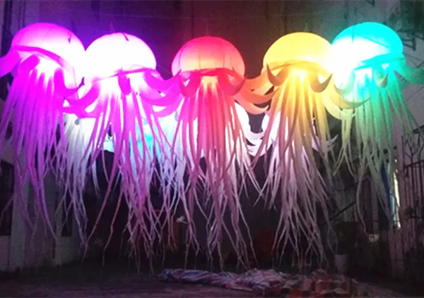 
inflatable 6m long LED lighted artificial jellyfish lighting advertising decoration for party 