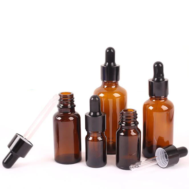 5ml 10ml 15ml 20ml 30ml 50ml 100ml amber glass essential oil bottle perfume cosmetic liquid  storage container with eye dropper