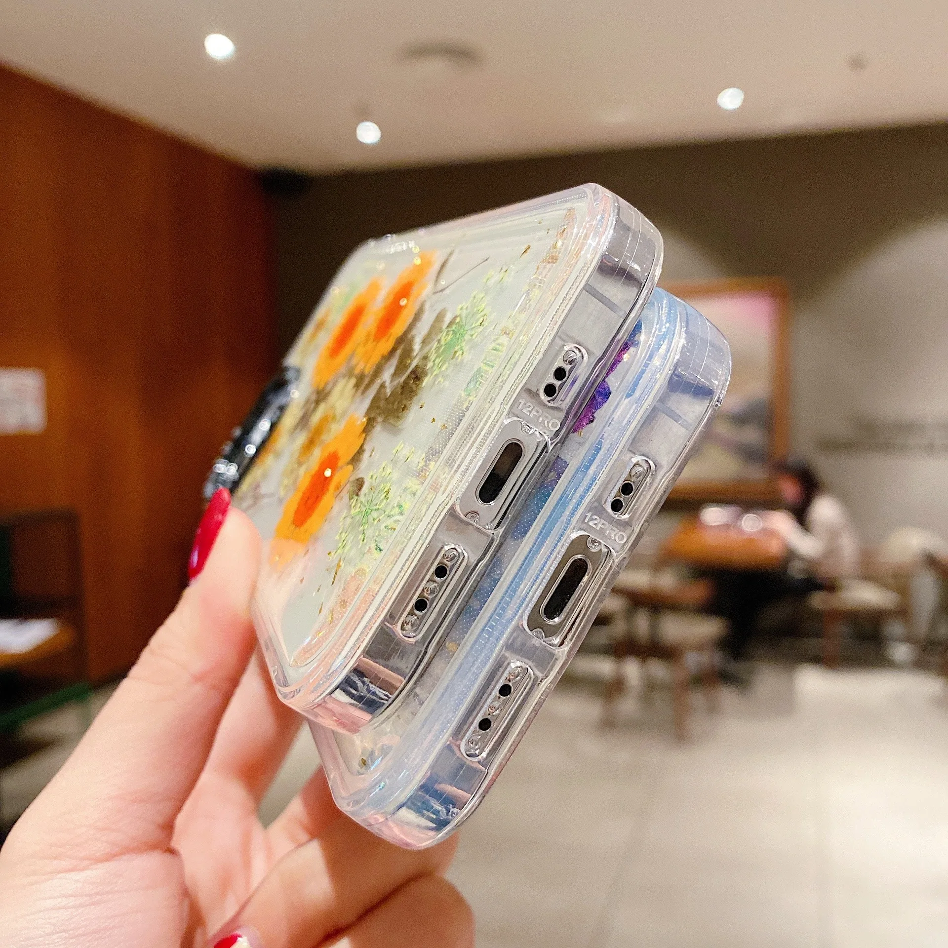 Transparent Photo Frame Protection 2.0mm Simulation Flower Epoxy Phone Case For Iphone 13 12 11