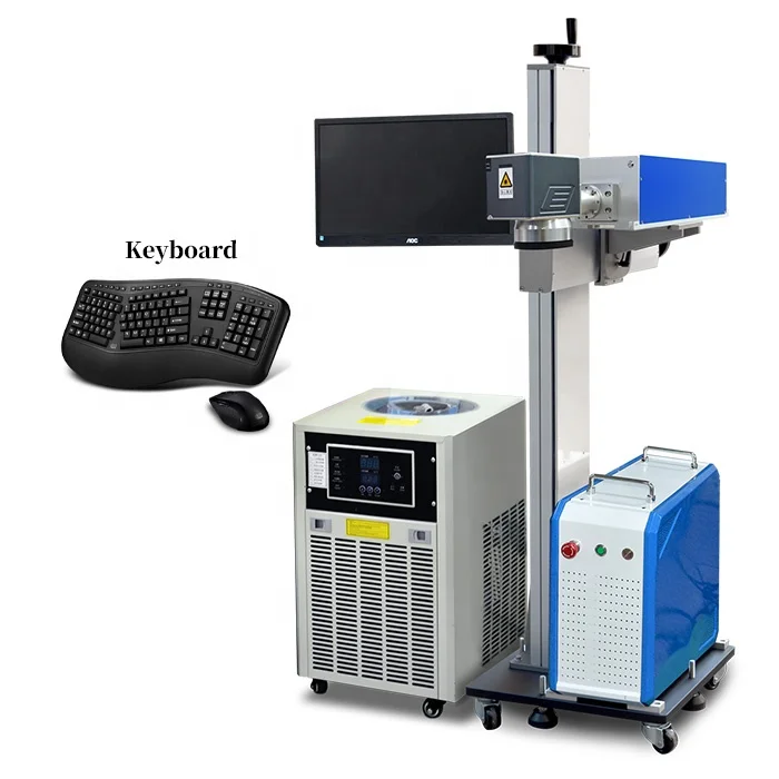 Gainlaser 355nm uv laser marking machine Deep Engraving plastic keyboard mouse 3w 5w 10w uv fly engraving machine