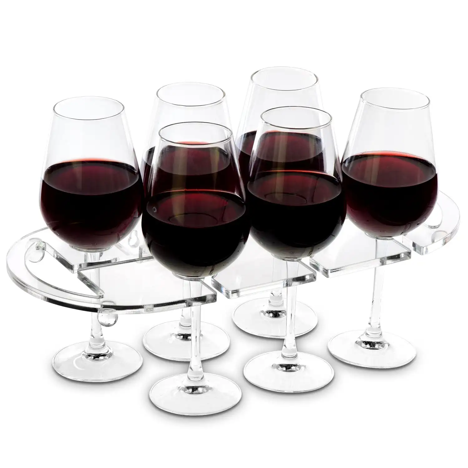 Elegant Wine Glass Holder Mounted High Quality Clear Acrylic Wine Glasses Shelf for Wine Glasses with Handles for 6 Glasses