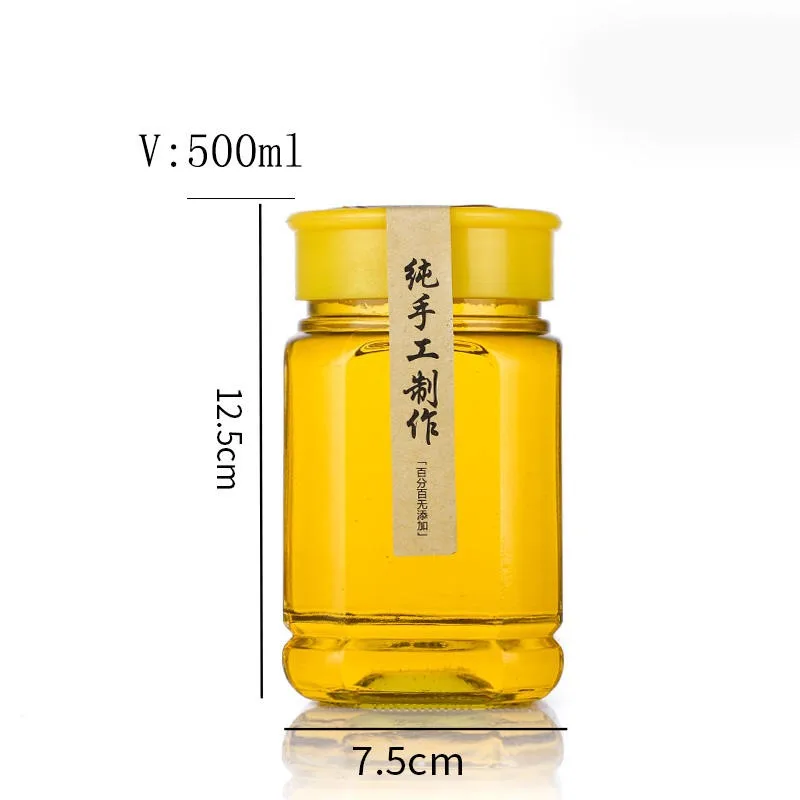 Wholesale Empty 16oz 32oz Honey Bottles Clear Octagon Glass Honey Jars With Plastic Lid