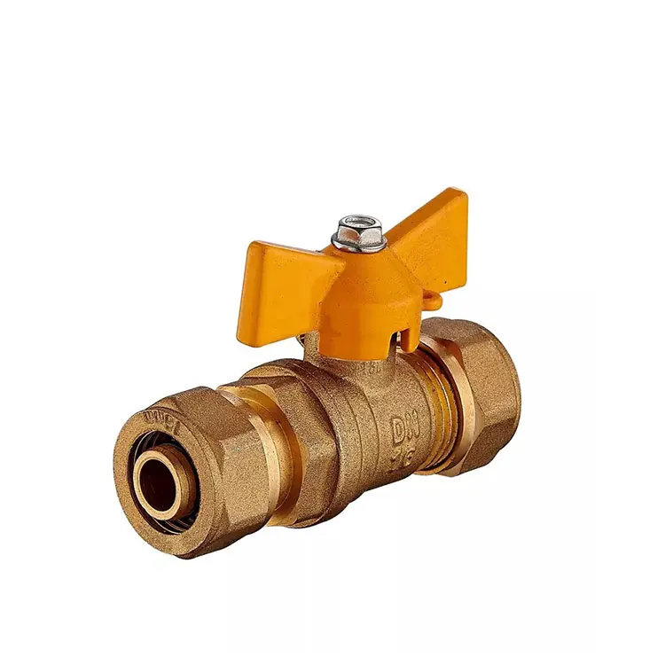 Precise Pipe Hose Connector Standard Brass Ball Valve With Aluminum Butterfly Handle