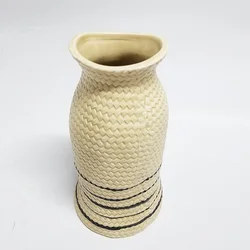 Craft Ceramic Decoration Rustic Brown Porcelain Design Flowers  Weaving Flower Vase