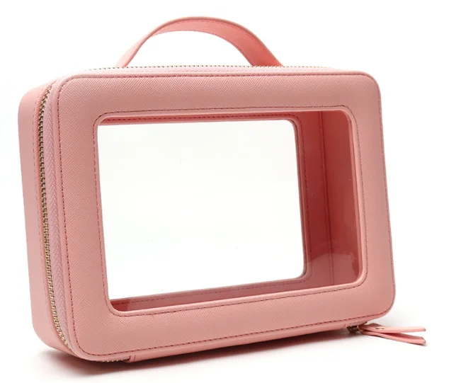 Custom Waterproof PU Leather Toilet Bag Travel Clear PVC Makeup Cosmetic Bag