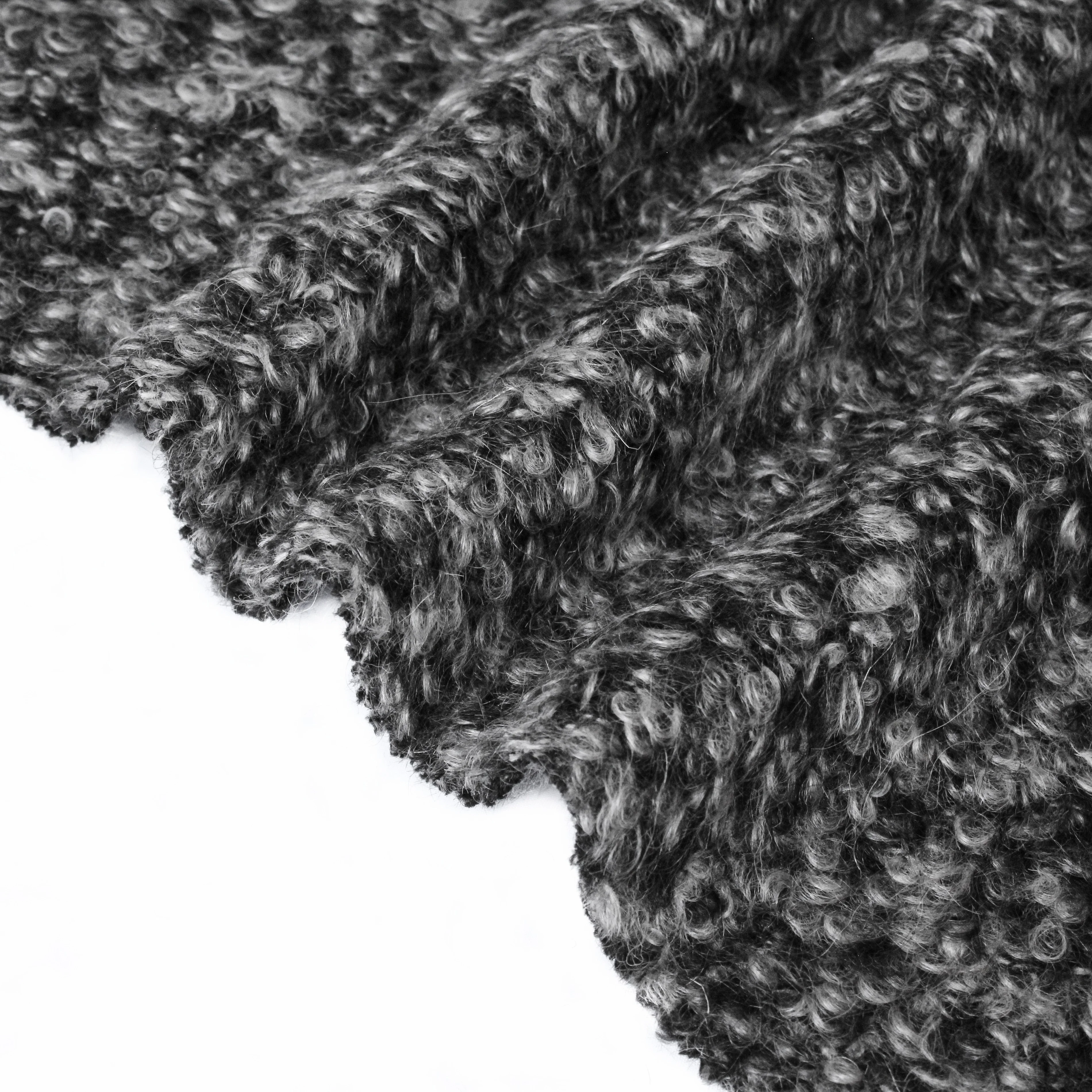 24 Winter New Arrival Super Soft Factory Black White High Percent Mohair Wool Blended FleeceTweed Fabric for Overcoat Suit Dress