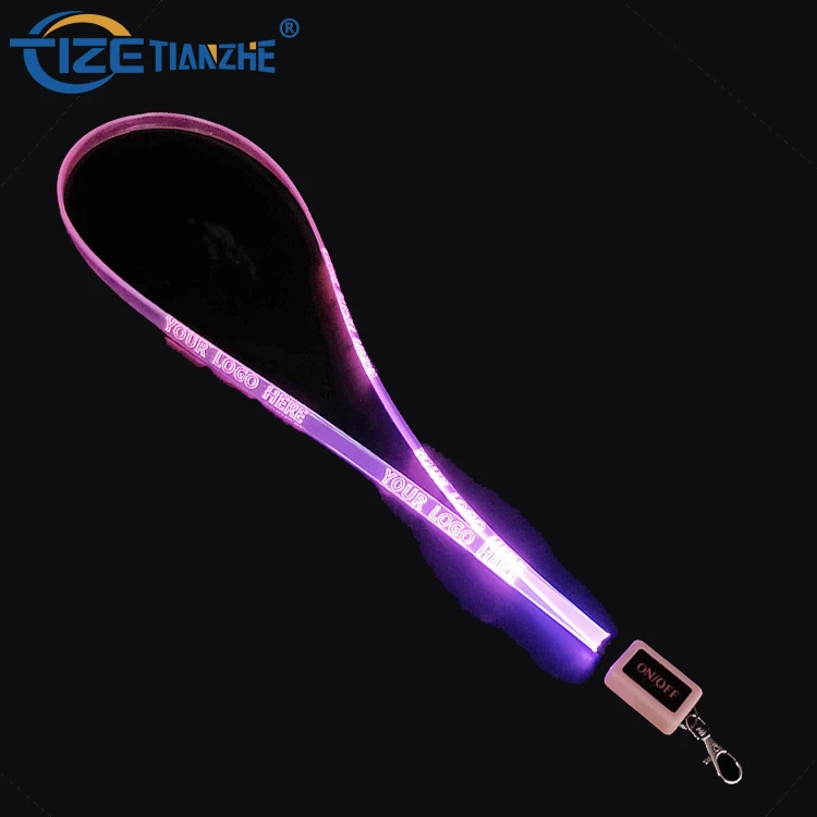 
2021 TIZE Led Flashing Light Up Color Changing Custom Glow In The Dark Lanyard 