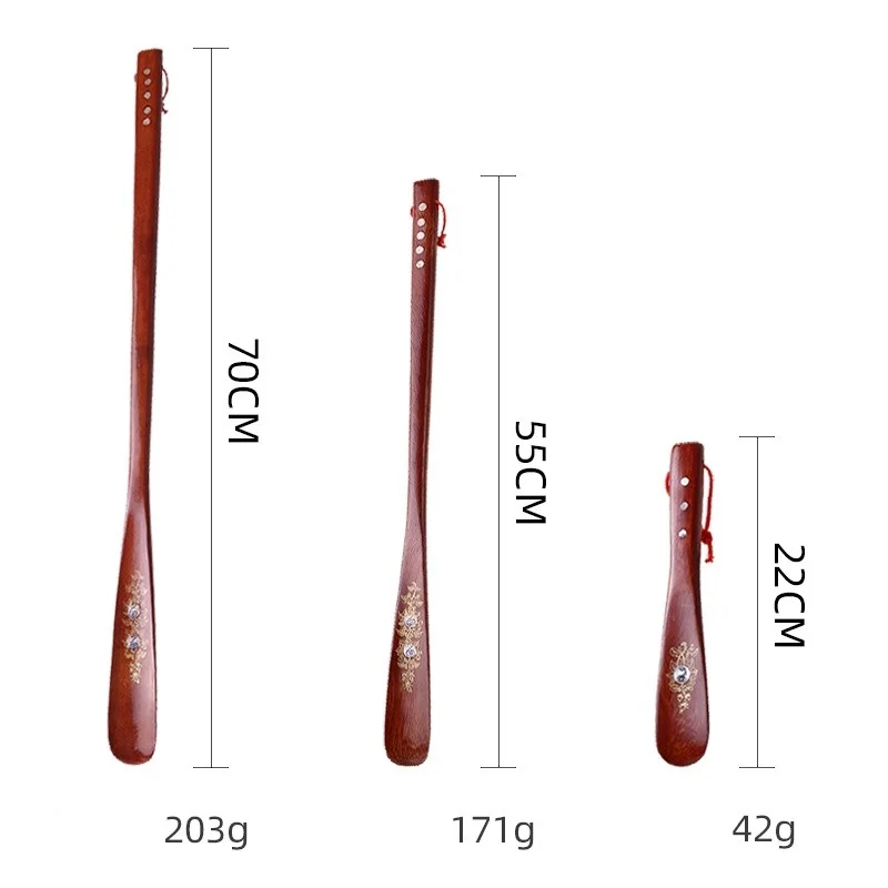 Wholesale Custom Logo Shoehorn Shoe Helper Long Handle Wooden Shoe Horn With Leather Rope for Convenient Wearing Shoes