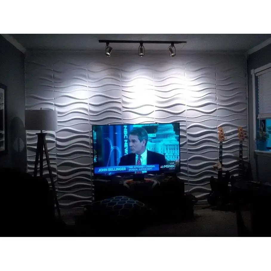 YIWU QIYE 3D brick wallpaper the best cheap polyvinyl chloride wave wall panel design decorative wall panel