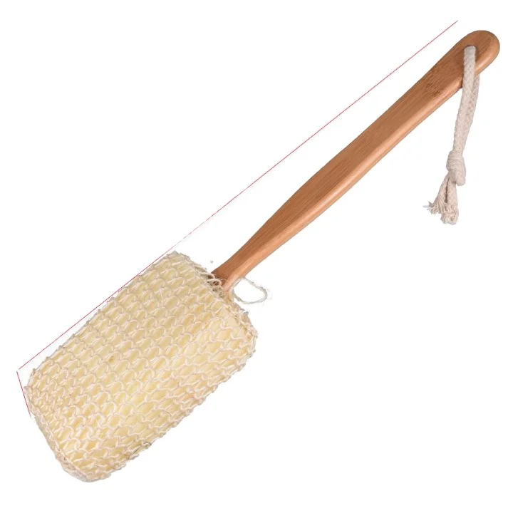 Hot Sale Eva Sponge Bath Brush Anti Slip Wooden Long Handle Natural Sisal Dry Brush Wholesale