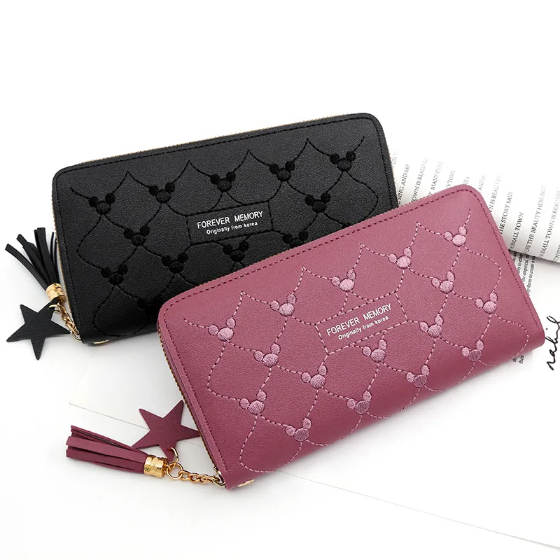 Fashion Ladies Clutch Designer Quilted Long Zipper Coin Purses Tassel Women Leather Carder Holder Wallets Wholesale 2023 New PU