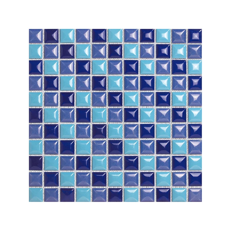 convex surface blue ceramic pool mosaic tile for swimming pool in china