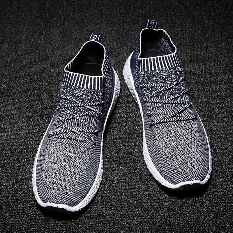 Wangdu County Sheakers Manufacturer High Ankle Knit Textile Casual Mens Shoes