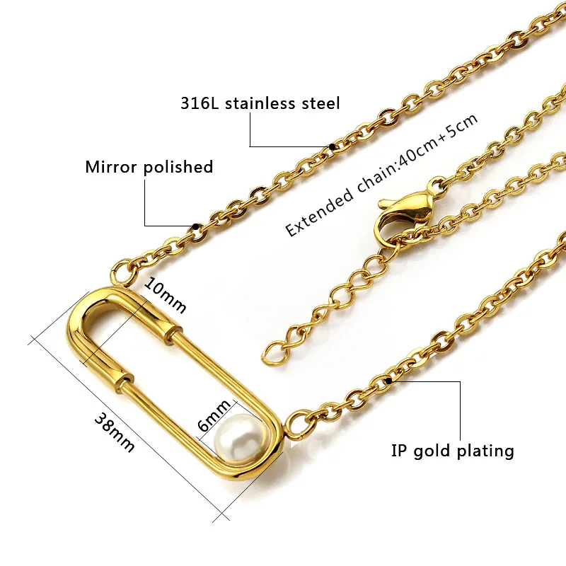 Femme Collier Gold Silver/Gold Necklaces Paper Clip Pearl Statement Pendant Chokers Women Jewelry Mujer Wholesale