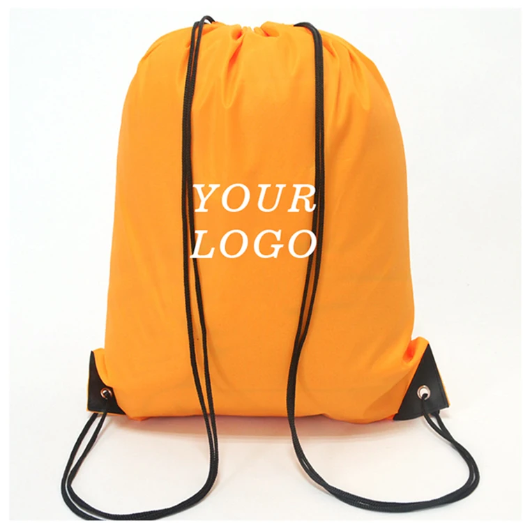 Custom Logo Nylon Draw String Bag Full Color Cinch Backpack Waterproof 210D Polyester Drawstring Bag
