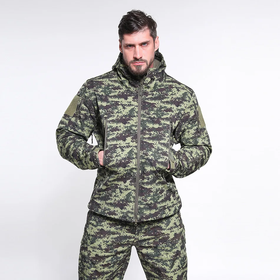 Outdoor sports jacket TAD shark skin soft jacket Russian thermal fleece camouflage suit