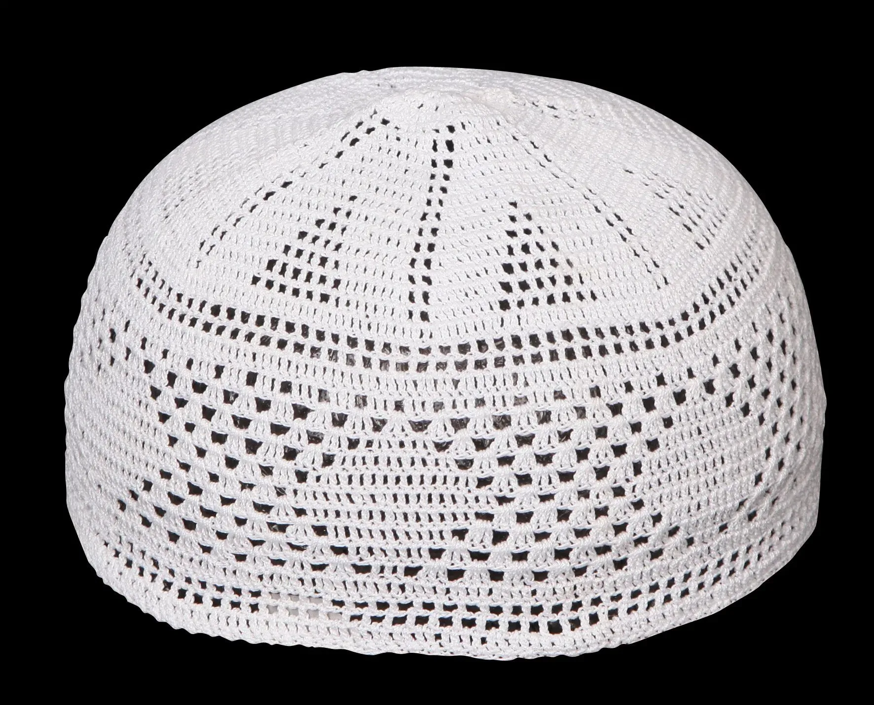 Custom Wholesale White Crochet Muslim Islamic Skull Cap Prayer Hat Topi Kufi Head Wear Takke Namaz Fesi Tagiya