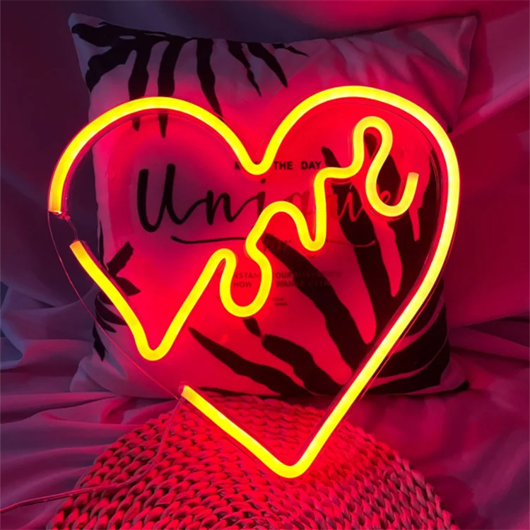 Factory custom LOVE pvc as ps acrylic led heart neon lights with transparent backboard
