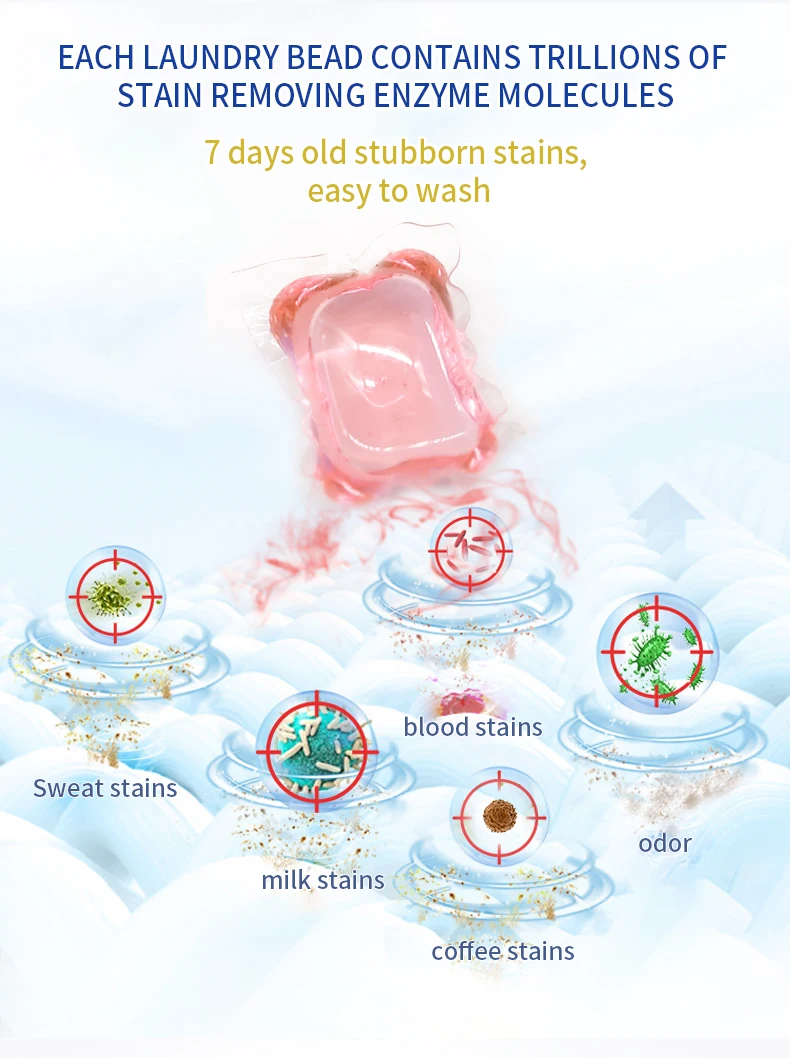 3 in 1 Detergente Stain Removal Laundry Detergent Capsules Washing Powder Laundry Scented Beads For Washing Clothes
