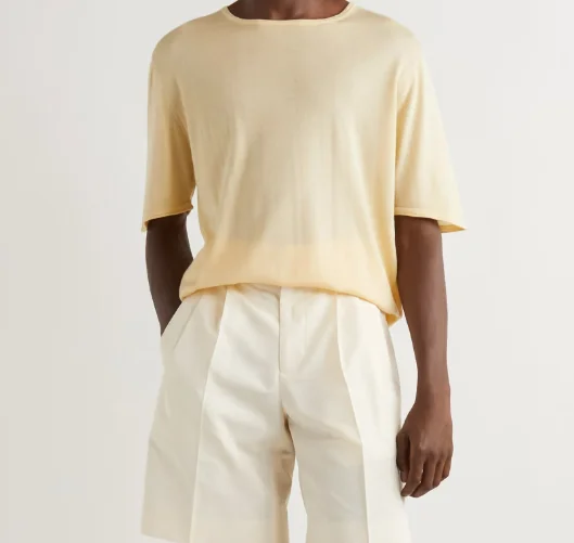 Cashmere Shirt Man Cashmere Short Sleeve Sweater Knitted O-Neck Men T-shirt