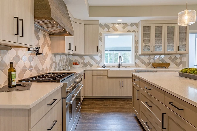 
European style slab panel particle board MDF melamine pvc modern kitchen cabinet 