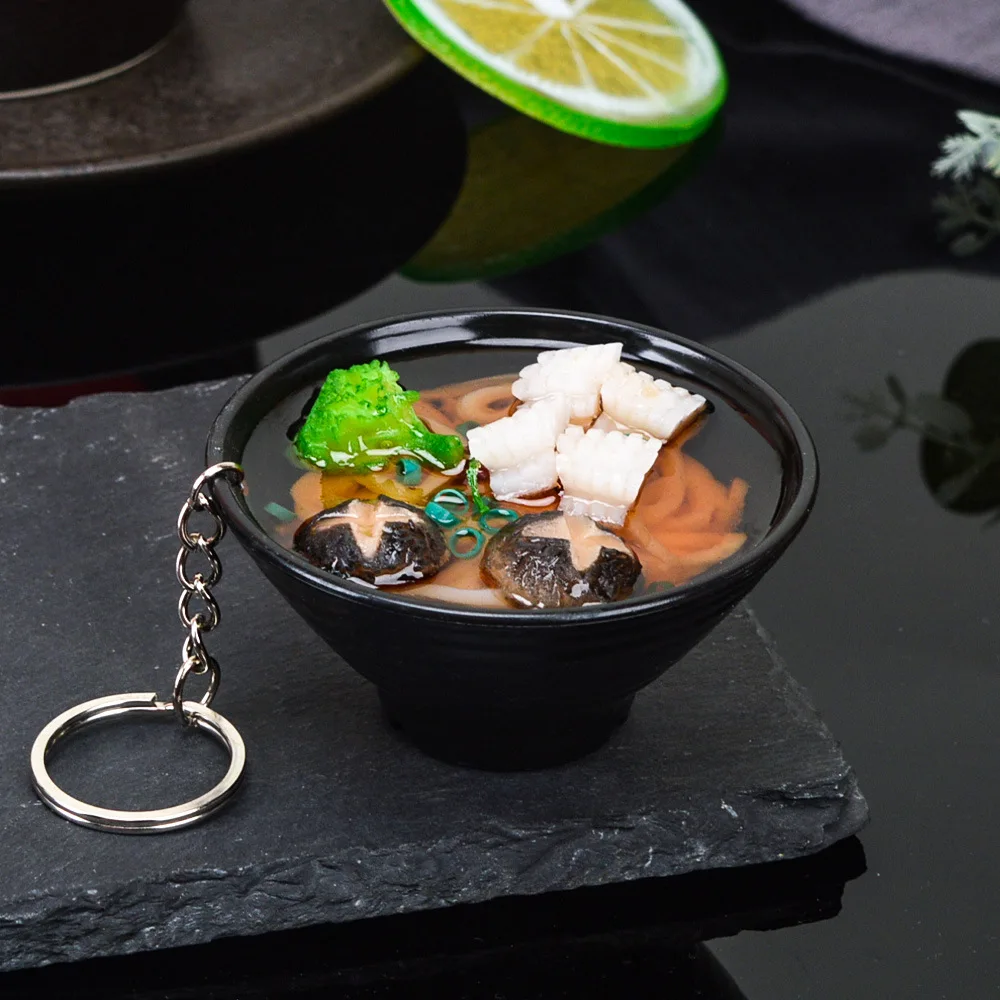 Creative  Udon noodles Lamian Noodles Pvc Simulation Food Key Chains Japanese Food Keychain 3D Sushi miniature food Key Chains