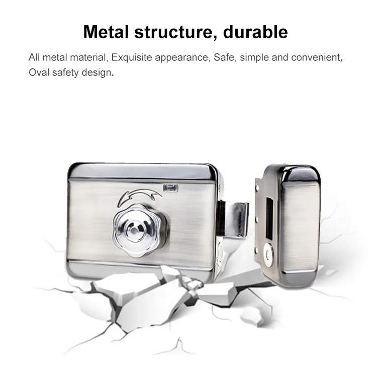 Lermom Electric rim lock 12v inside and outside security mechanical electronic waterproof magnetic lock door lock price