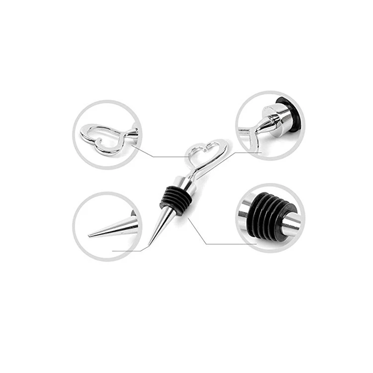 2022 Top Seller New Design Zinc Alloy Love Heart Shape Wine Stopper Bar Supplies Fresh Plug Bottle Wedding Favor Decoration Tool
