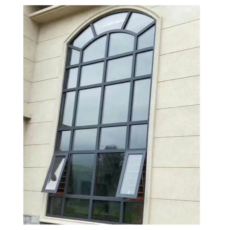 Arch Tempered Glass Tinted Aluminum Facade System For Construction Buildings