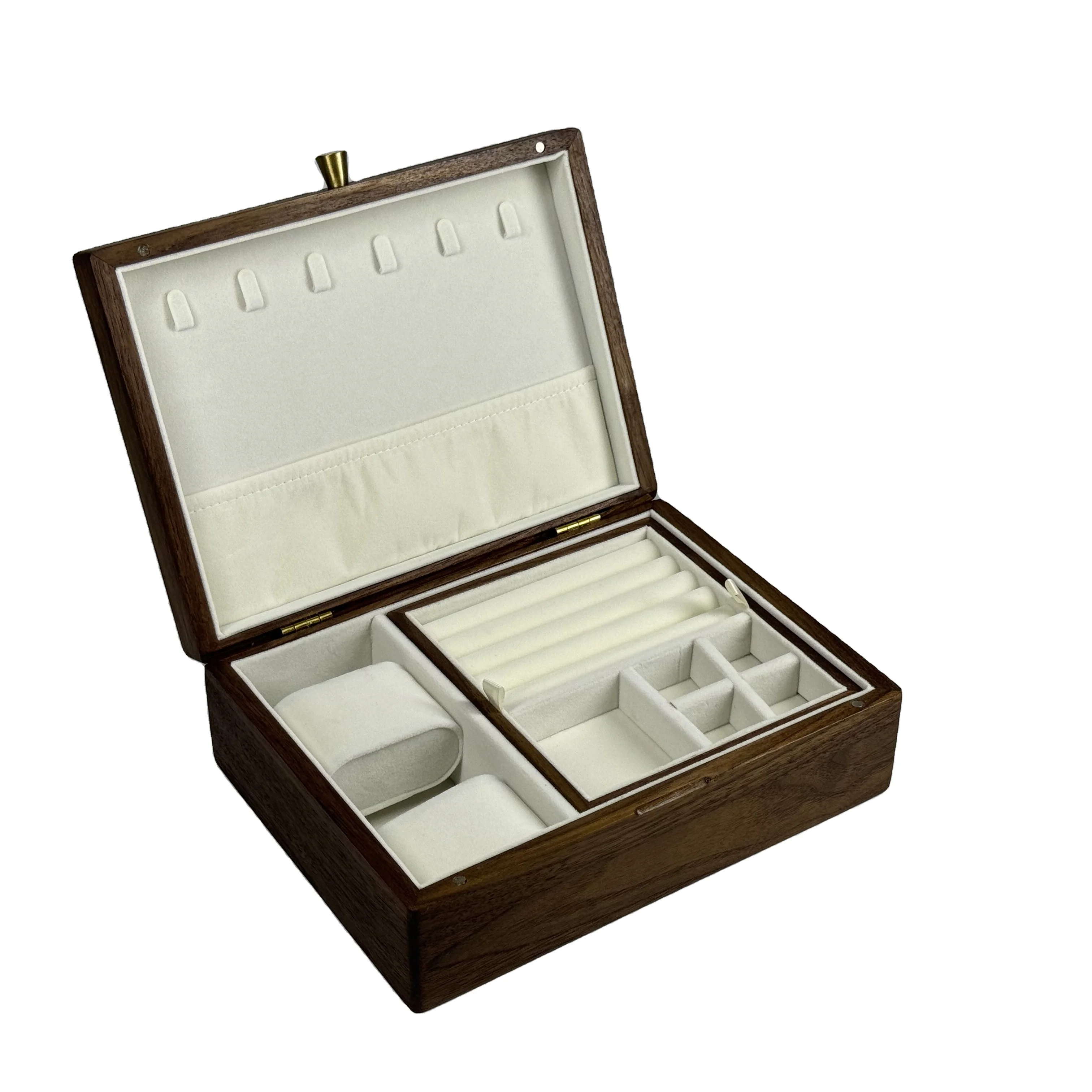 Long Square Multi-Layer Flip Wood Lacquer Jewelry Box with Lock for Storage and Display Crafts Boxes Wall Signs