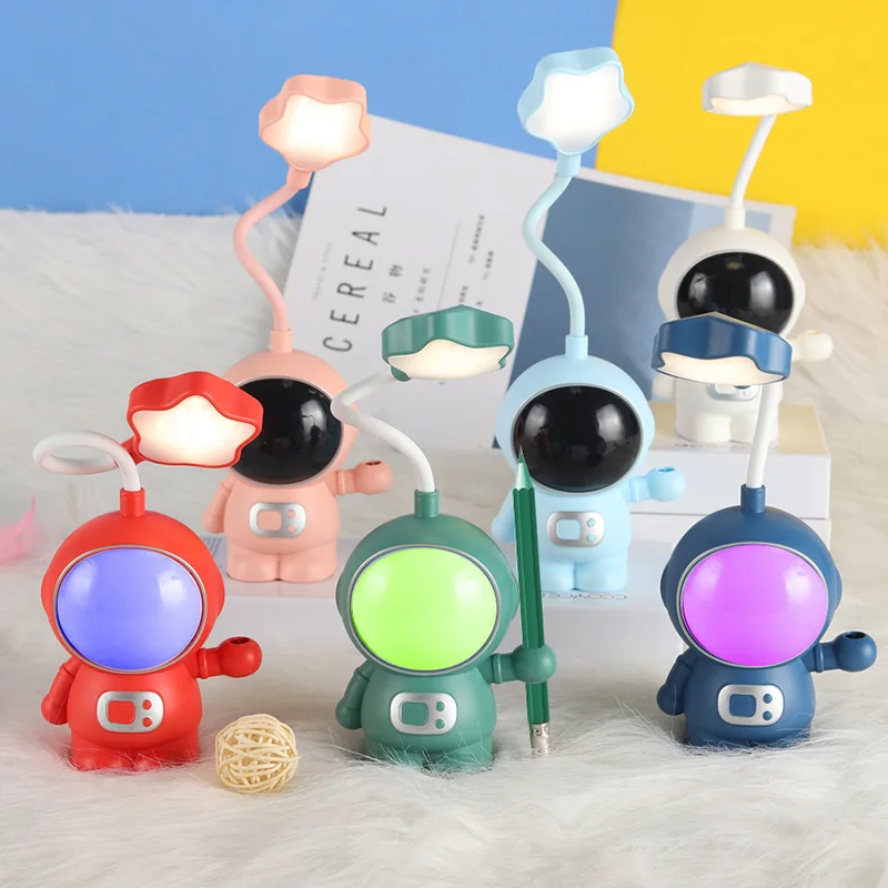 Cartoon astronaut USB charging creative bedroom outer space minimalist decorative ornaments desk lamp