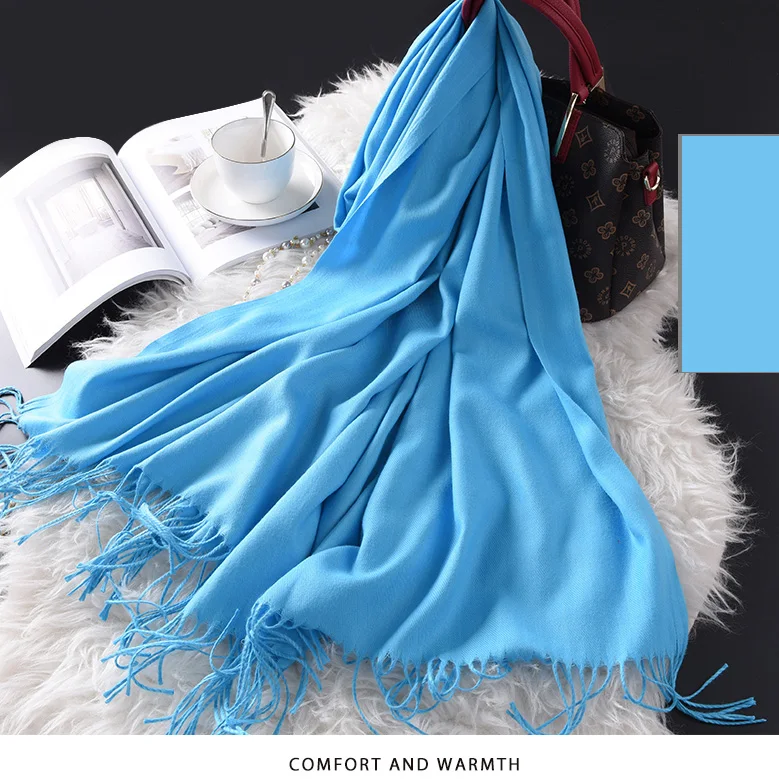 2021 New Winter Scarf Women Cashmere Scarves Shawls Spring Soft Solid Pashmina Scarf For Women Winter Warm Female Poncho Stoles