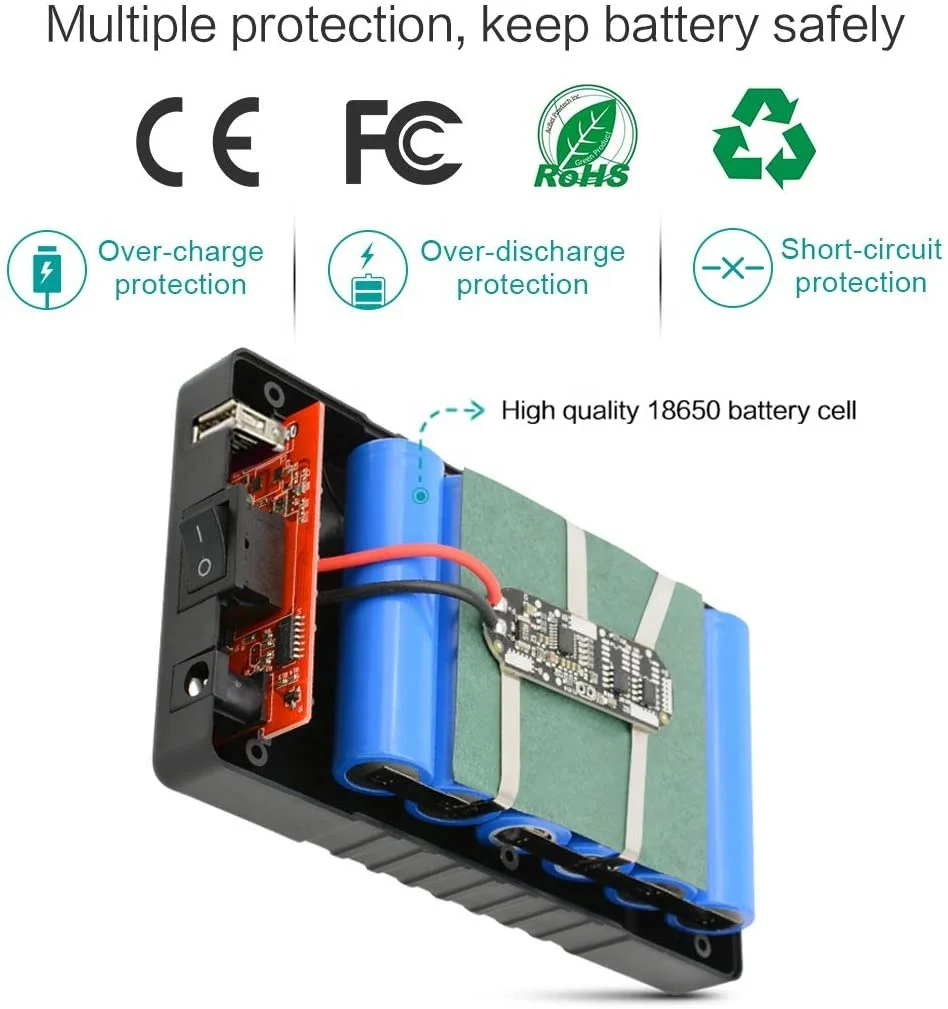12V 6000mAh Lithium Ion Battery 5V 12000mAh Power Bank For Led Light