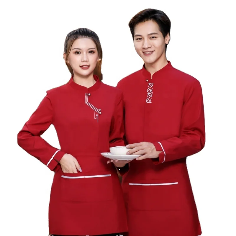Осенне-зимняя одежда с длинными рукавами для гостей, официанток, официанток, комбинезон, мужская униформа для ресторана и фермы