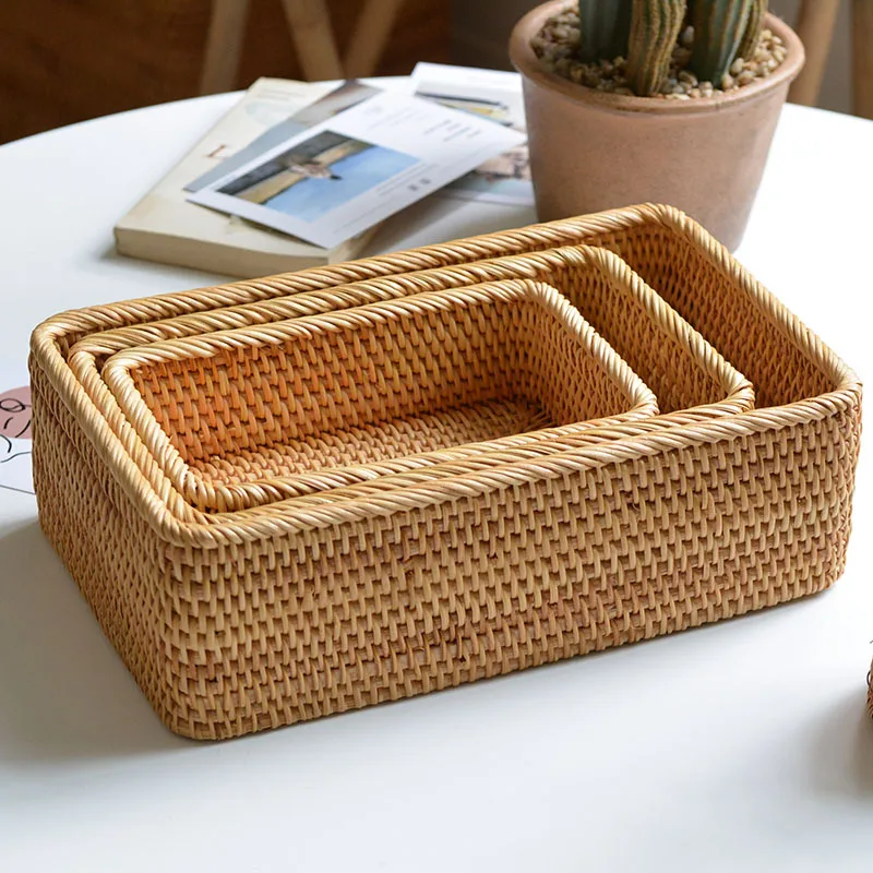 Robben Fruit Vine Bread Home Decoration Handmade Rectangular Weaving Wicker Storage Basket
